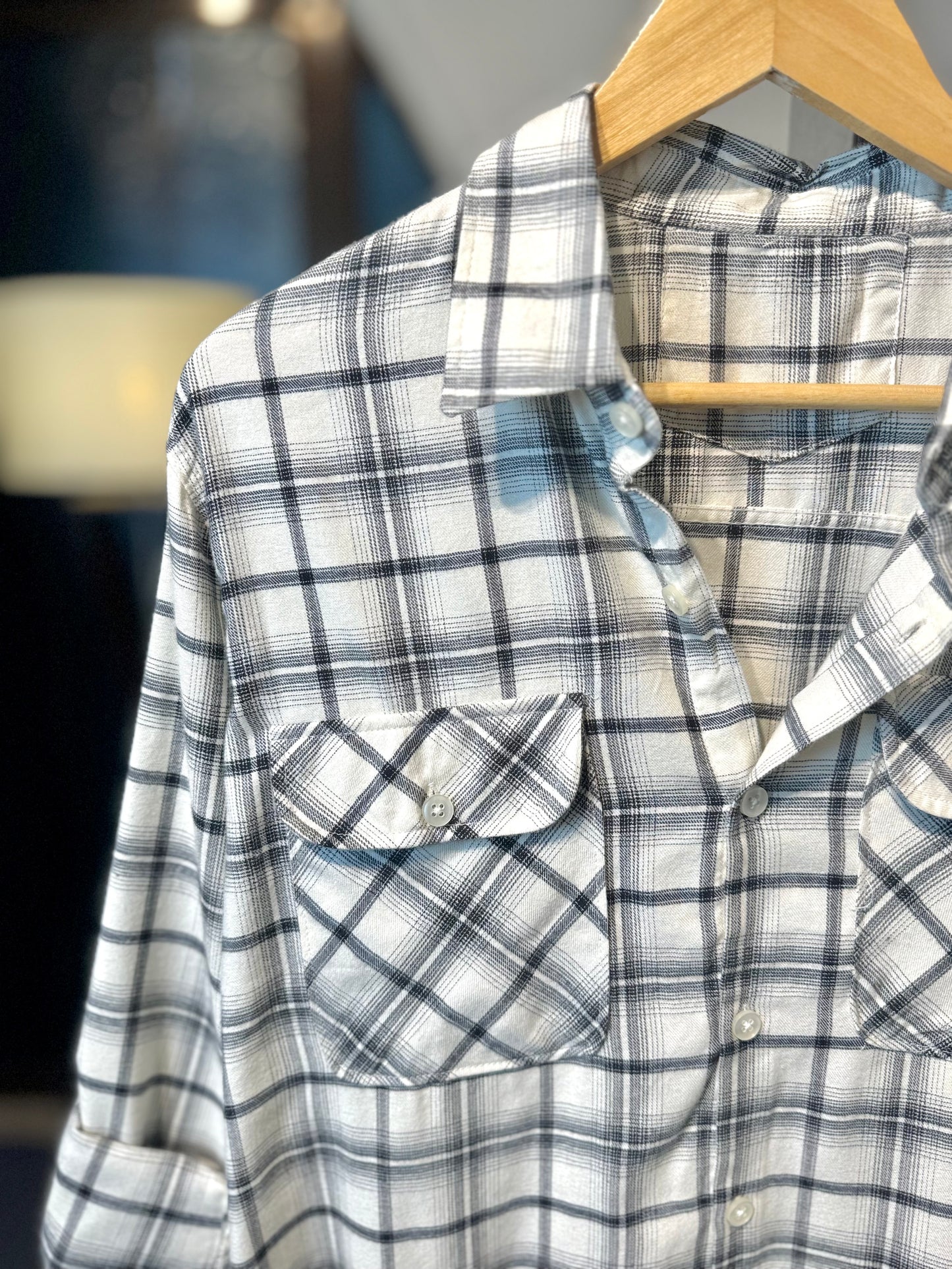 Luxe Flannel Shirt | Black and Offwhite check