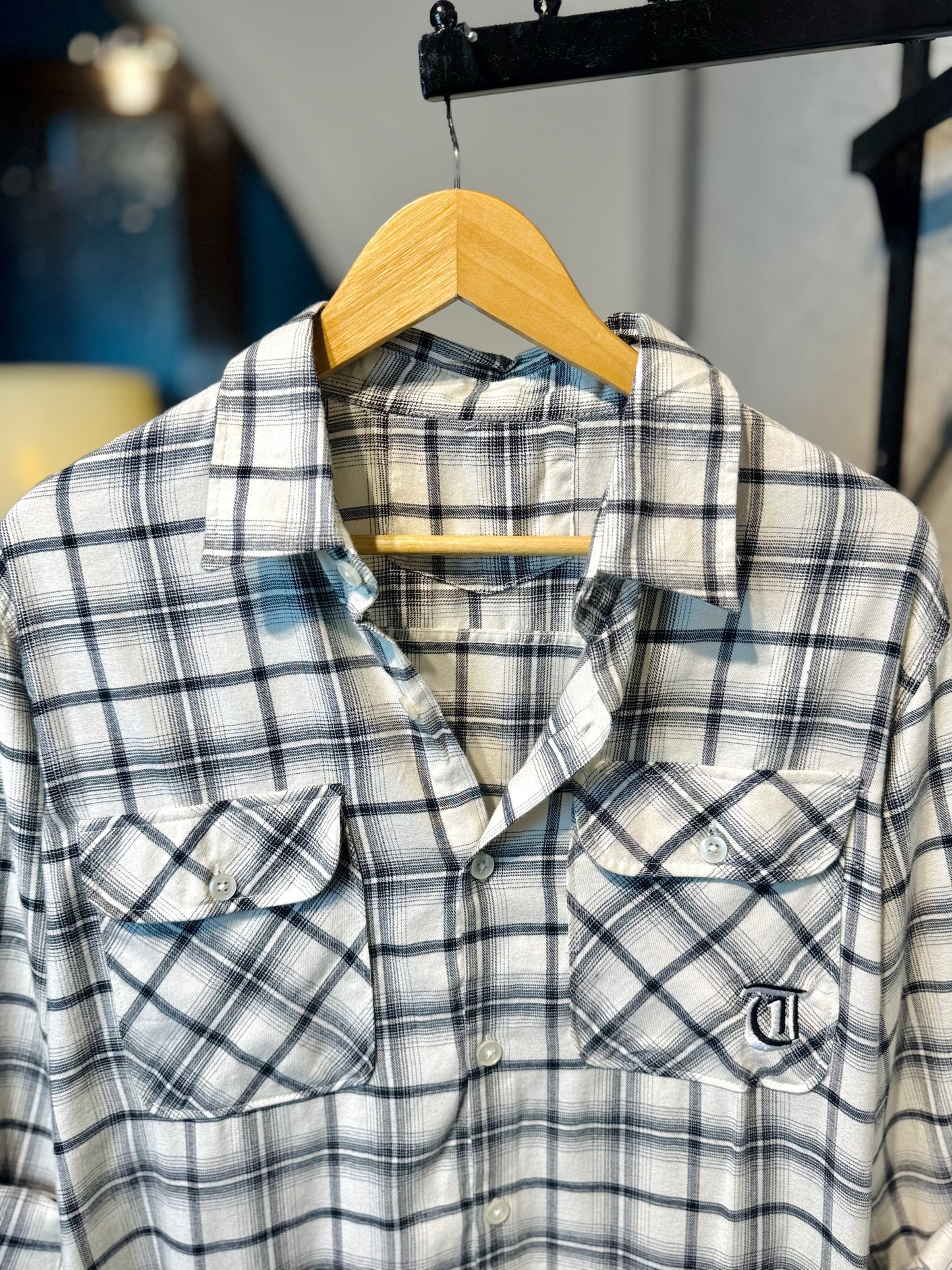 Luxe Flannel Shirt | Black and Offwhite check