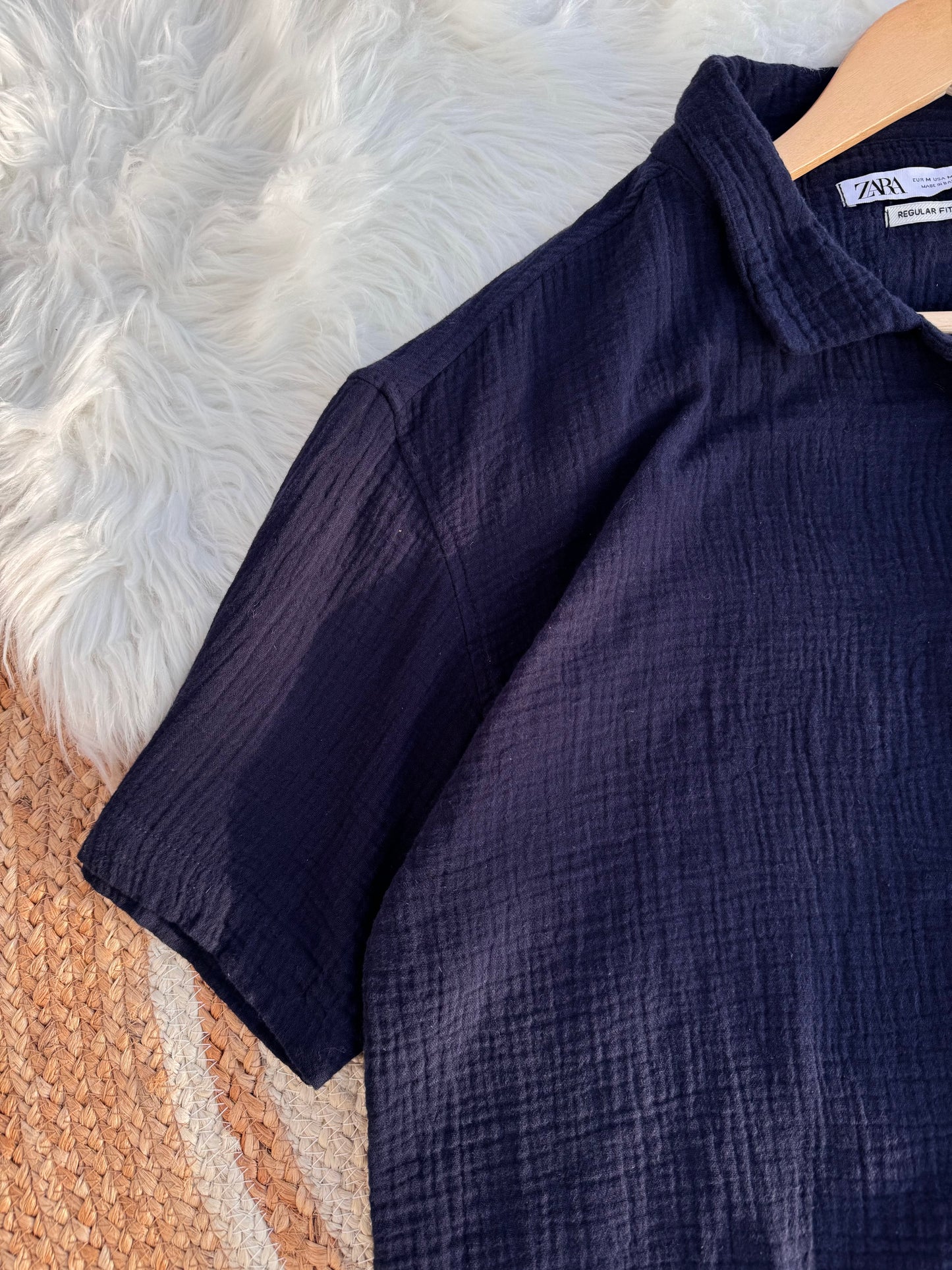 Cotton cuban shirt | Nevy blue