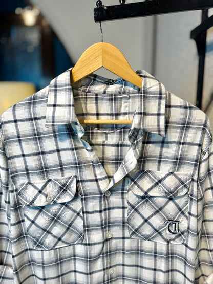 Luxe Flannel Shirt | Black and Offwhite check