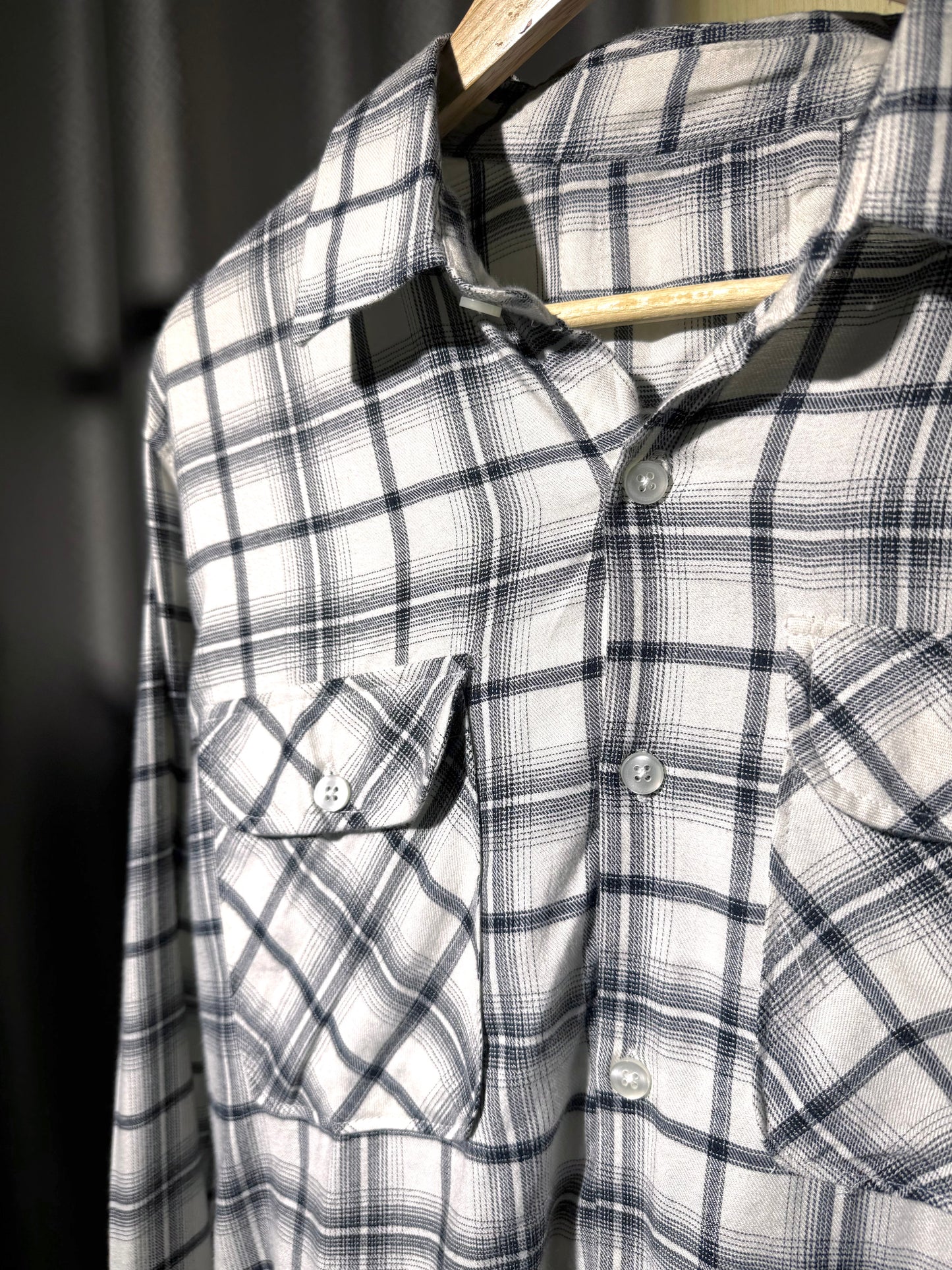 Luxe Flannel Shirt | Black and Offwhite check