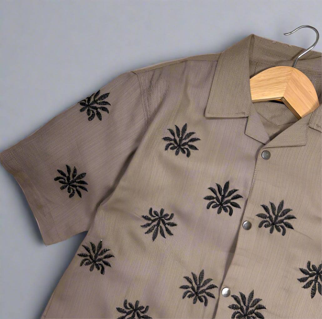 Star Embroidered Cuban | Khaki