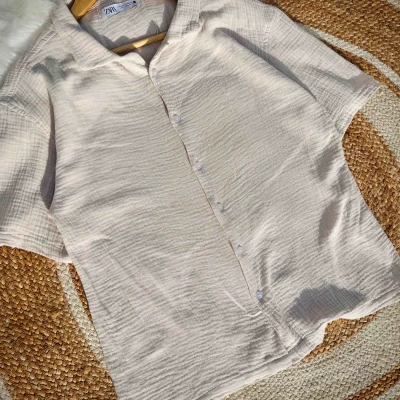 Cotton cuban shirt off white