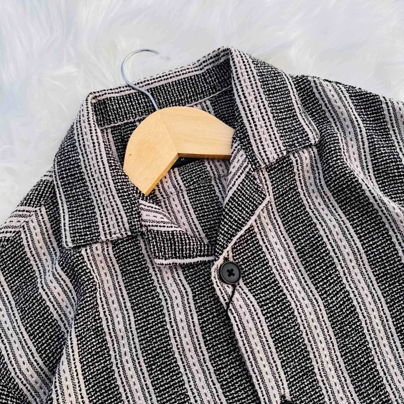 Summer Slay- Brown and black stripe Cuban shirt