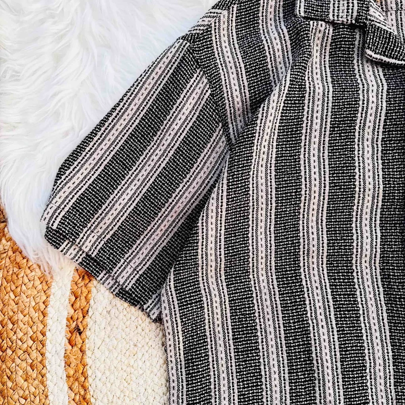 Summer Slay- Brown and black stripe Cuban shirt